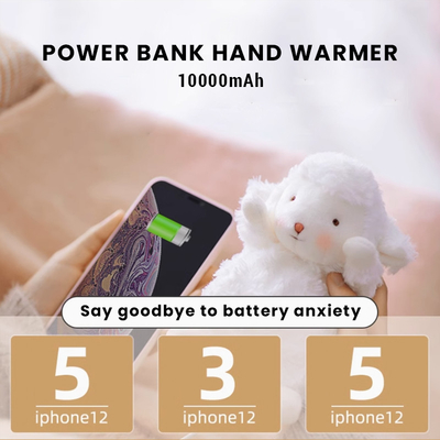 Fique confortável e conectado com o nosso pequeno Sheepie Plushie Hand Warmer Power Bank em qualquer lugar