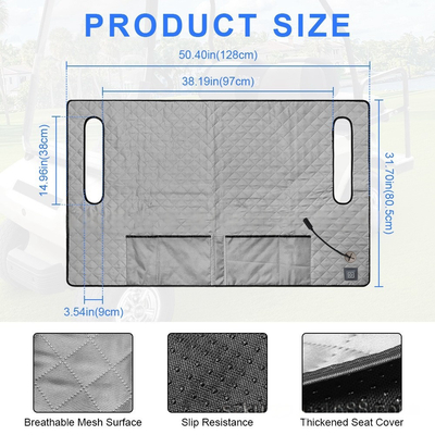 Proteção contra sobreaquecimento Pad de aquecimento de golfe para carrinho de golfe almofada de assento de aquecimento material lavável fonte de energia DC/AC