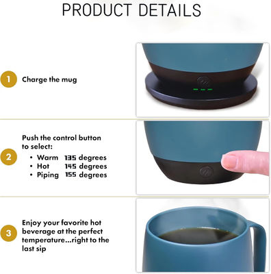 Portátil estilo digital de fábrica concebido de auto-aquecimento Drinkware temperatura controlada Directo beber caneca de café viajar sem fio