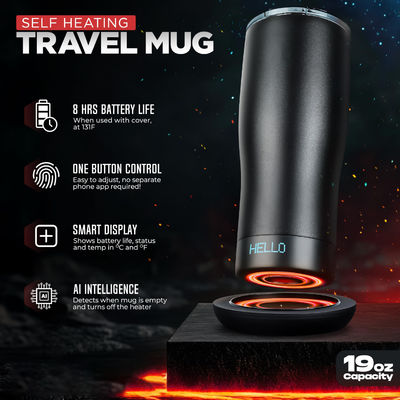 Custom Smart aquecido caneca de café tela LED auto-ajuste de temperatura para conveniente bebida direta para viagem automóvel feito