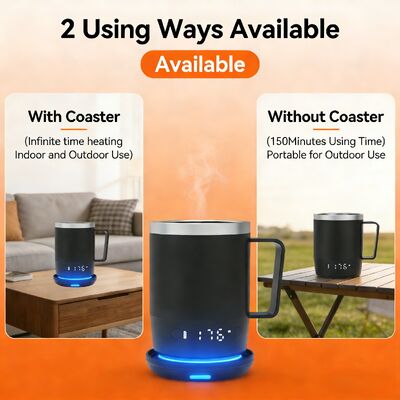 Portátil de aço inoxidável LED Digital temperatura controlada auto-aquecimento de caneca de café fábrica concebido caneca de café inteligente