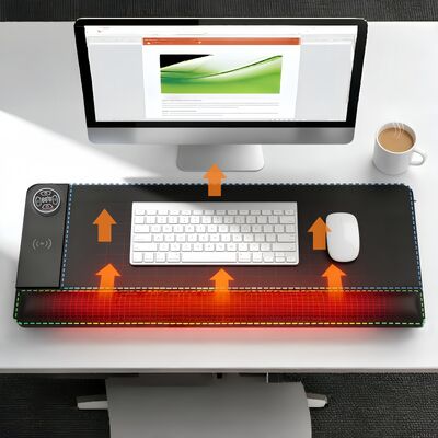 Personalizar Proteção contra sobreaquecimento Mouse Pad aquecido com carregamento sem fio e descanso do pulso Mouse Pad de aquecimento inteligente