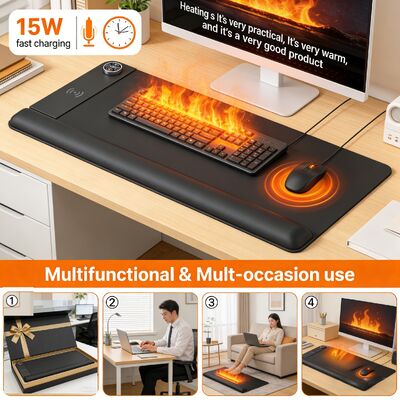 Personalizar Proteção contra sobreaquecimento Mouse Pad aquecido com carregamento sem fio e descanso do pulso Mouse Pad de aquecimento inteligente