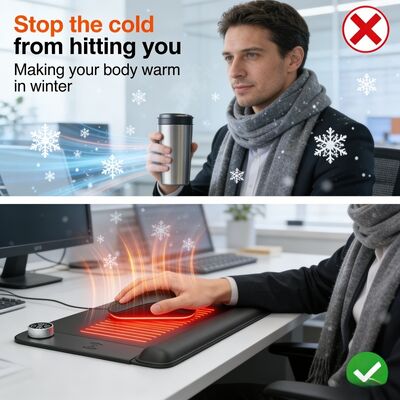 Personalizar Proteção contra sobreaquecimento Mouse Pad aquecido com carregamento sem fio e descanso do pulso Mouse Pad de aquecimento inteligente