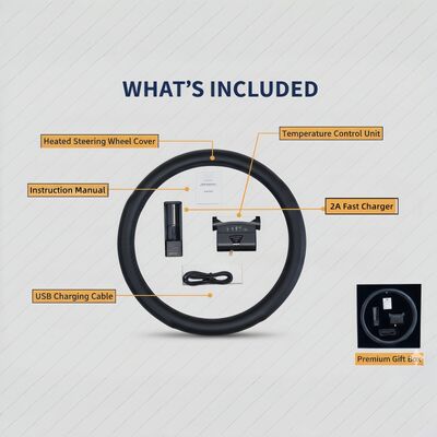 Capa de Volante Aquecida de Grafeno para Venda por Atacado, Aquecimento Rápido em Couro com Proteção Contra Superaquecimento, Conjunto de Pegada Antiderrapante