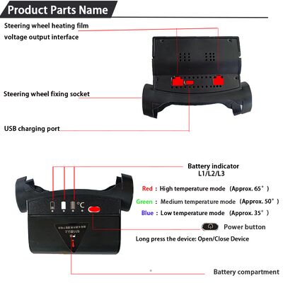Capa de Volante Aquecida de Grafeno para Venda por Atacado, Aquecimento Rápido em Couro com Proteção Contra Superaquecimento, Conjunto de Pegada Antiderrapante