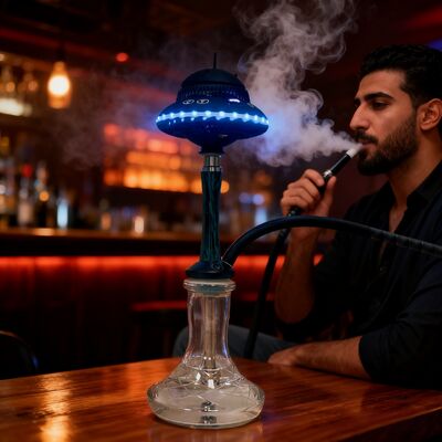 Shisha narguilé portátil sem fio personalizado com bateria de longa duração e efeitos de iluminação RGB vibrantes, ideal para viagens e atividades ao ar livre