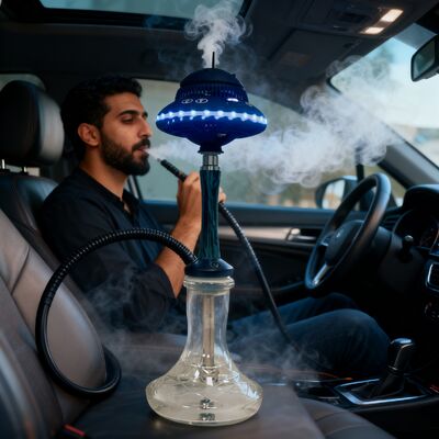 Shisha narguilé portátil sem fio personalizado com bateria de longa duração e efeitos de iluminação RGB vibrantes, ideal para viagens e atividades ao ar livre