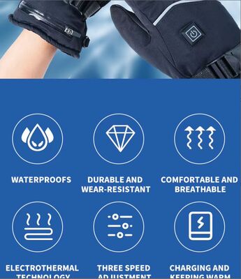 Certificado CE Guantes aquecidos com ecrã táctil USB Luvas de aquecimento elétrico baratas Luvas térmicas impermeáveis de couro Luvas térmicas impermeáveis para esqui