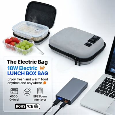 Saco de aquecimento de alimentos esbelto e portátil com usb resistente à esmagamento concha dura projetada para sacos planos caixas bento e sanduíches