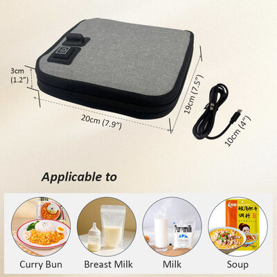 Bolsa conveniente para aquecer alimentos sem micro-ondas, alimentada por USB, calor suave e forro isolado seguro para alimentos para refeições quentes