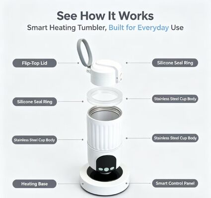 Aquecedor de mamadeira portátil alimentado por USB com temperatura ajustável e interior de aço inoxidável para alimentação segura de bebês