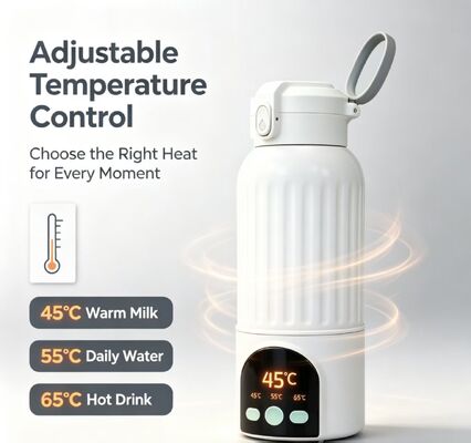 Aquecedor de mamadeira portátil alimentado por USB com temperatura ajustável e interior de aço inoxidável para alimentação segura de bebês