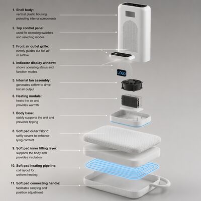Almofada de aquecimento elétrico adequado para o ano inteiro, fornecendo funções de resfriamento e aquecimento com design confortável e compacto