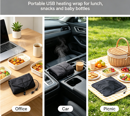 Saco de aquecimento de alimentos auto-selado alimentado por USB para aquecimento constante e suave de refeições embaladas adequadas para viagens de piquenique e diárias