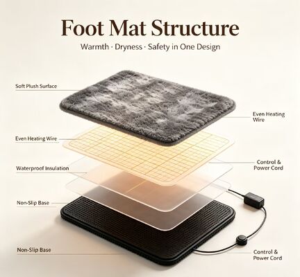 Drying Foot Mat Offering Steady Gentle Heating and Overheat Protection System to Keep Feet Warm Dry and Comfortable for Long Time