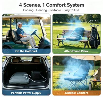 Pades de aquecimento de golfe macios e duráveis para bancos de carrinhos de golfe que oferecem funções de aquecimento e arrefecimento com proteção contra sobreaquecimento para extensos períodos ao ar livre
