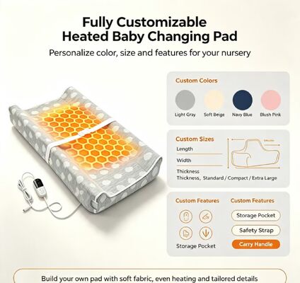 Pad de troca de fraldas aquecido personalizado, OEM ODM suportado.