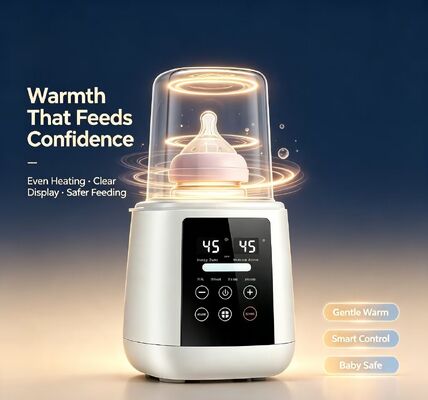 Aquecedor de frasco para bebê com vários modos de aquecimento, incluindo funções de vapor e leite quente com controles fáceis de usar
