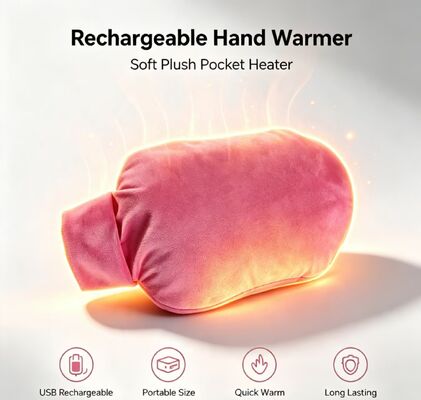 Caldeirão de mão recarregável em forma de balde, bolso de mão aquecido elétrico de temperatura ajustável de cristal ultra macio, almofada de aquecimento de carregamento 12V 2A DC para viagens escolares em casa
