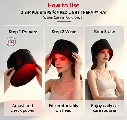 Touca de Terapia de Luz Vermelha com RLT e NIR, Chapéu de Terapia do Couro Cabeludo com Modo de Respiração Pulsada de 10Hz e 40Hz para Relaxamento Cerebral, Melhoria do Sono e Alívio do Estresse