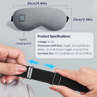 Máscara de Olhos Aquecida Ajustável 35-55°C, Máscara de Olhos Aquecida Portátil de Aquecimento Rápido Recarregável, Máscara de Olhos Elétrica de Tecido Malha Macio Equipado com Bolsa de Armazenamento para Viagens e Relaxamento Diário dos Olhos