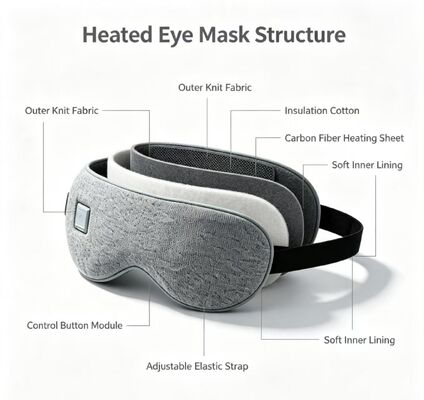 Máscara de Olhos Aquecida Elétrica com Placa de Aquecimento de Fibra de Carbono Embutida, Forro Interno Macio de Algodão Isolante, Máscara de Olhos Aquecida Portátil de 1000mAh com Temperatura Ajustável para Aliviar Olhos Cansados