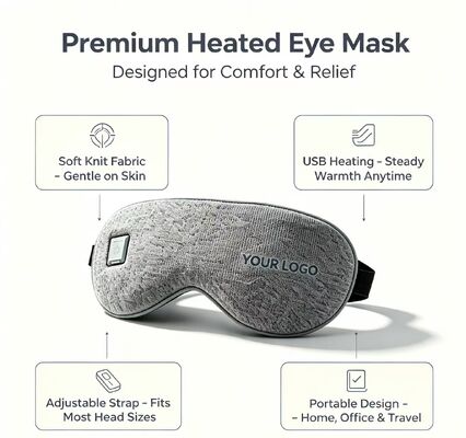 Máscara de Olhos Aquecida Ajustável 35-55°C, Máscara de Olhos Aquecida Portátil de Aquecimento Rápido Recarregável, Máscara de Olhos Elétrica de Tecido Malha Macio Equipado com Bolsa de Armazenamento para Viagens e Relaxamento Diário dos Olhos