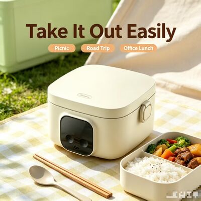 Caixa de Almoço Elétrica USB com Aquecimento, Aquecedor de Alimentos Portátil em Aço Inoxidável 304, Recipiente de Aquecimento de Alimentos com Temperatura Ajustável de 500ml, Isolamento de 3-4H para Piquenique, Acampamento e Viagens de Carro