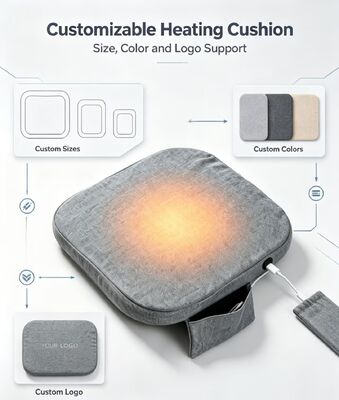 Almofada de Assento Aquecida de Grafeno 45x45cm Espessura 3cm Linho Algodão USB Ajuste de Temperatura de 3 Velocidades Almofada de Aquecimento para Casa Carro Escritório Suporte Quente para Cintura e Nádegas