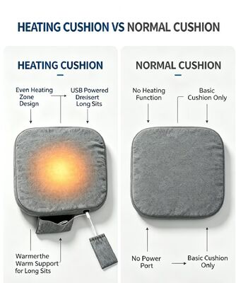 Almofada de Assento Aquecida de Grafeno 45x45cm Espessura 3cm Linho Algodão USB Ajuste de Temperatura de 3 Velocidades Almofada de Aquecimento para Casa Carro Escritório Suporte Quente para Cintura e Nádegas