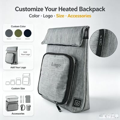 Bolsa Aquecedora de Alimentos USB Personalizável com Logo OEM ODM, à Prova d'Água e Vazamentos, Lavável e com Carregamento Removível para Viagens, Piqueniques e Escola