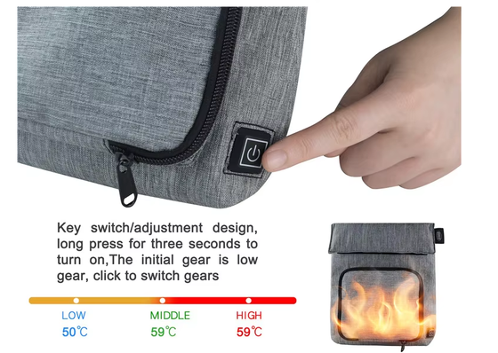 Saco de aquecimento de almoço elétrico compatível com várias refeições, aquecedor de alimentos à prova d'água USB mantém diferentes tipos de alimentos, controle de temperatura de 50-59°C de 3 níveis, carregamento removível lavável à prova de vazamento para viagens ao ar livre