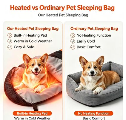 Saco de Dormir Aquecido para Cães com Temperatura Ajustável de 3 Níveis, Saco de Dormir Macio de Algodão Oco de Poliéster Portátil e Quente para Animais de Estimação para Uso em Acampamentos, Viagens, Casa e Exterior no Inverno com Neve e Vento