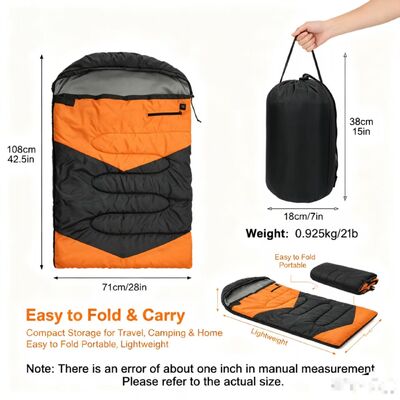 Saco de dormir de cães aquecido de OEM ODM personalizado 3 níveis de temperatura ajustável, saco de dormir de algodão oco de marca privada 71 * 108cm, logotipo personalizado e embalagem para acampamento viagens casa ao ar livre, certificado CE FCC