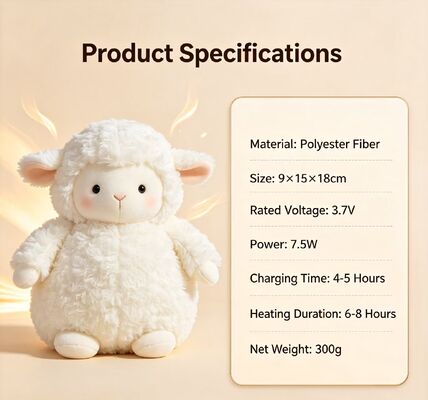Cute Warm Sheep Portable Rechargeable Hand Warmer,3 Temperatura 40-60°C,6-8 horas de tempo de trabalho,USB Power Bank Suporte para uso em movimento,Compacto 9*15*18cm Poliéster Winter Pocket Heater