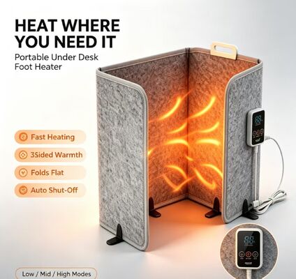 Aquecedor de Pés Elétrico com Almofada Aquecida, à Prova de Vento e Impermeável, Controle de Temperatura de 3 Velocidades, 53*97cm Personalizável, Placa de Aquecimento de 220V para Uso Doméstico e de Escritório no Inverno