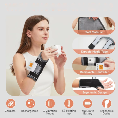Tornozeleira Aquecida Recarregável por USB com Massagem Vibratória, 3 Configurações de Temperatura e Temporizador, Faixa de Pulso Aquecida para Suporte de Pulso para Síndrome do Túnel do Carpo e Artrite
