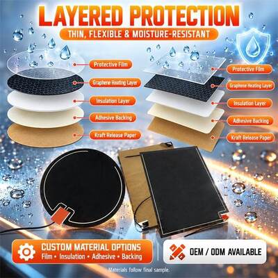 Aquecedor de Película de Grafeno para Desembaçar Espelhos, Formato Personalizado, Tamanho, Voltagem, Filme Flexível Resistente à Umidade para Espelhos de Banheiro