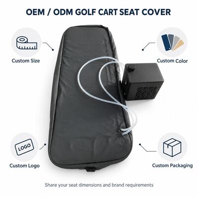 Capa de Assento Dual-Mode para Carrinho de Golfe 24V, Resfriamento a Água e Aquecimento de Grafeno, Capa de Assento Impermeável com Tiras de Fivela e Caixa de Resfriamento Externa, Tamanho Personalizado, Cor, Logotipo e Embalagem