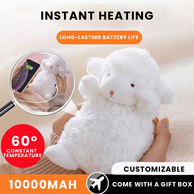 Fique confortável e conectado com o nosso pequeno Sheepie Plushie Hand Warmer Power Bank em qualquer lugar