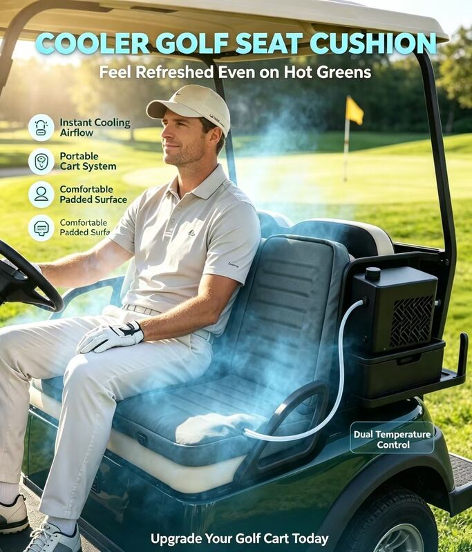 Pades de aquecimento de golfe macios e duráveis para bancos de carrinhos de golfe que oferecem funções de aquecimento e arrefecimento com proteção contra sobreaquecimento para extensos períodos ao ar livre