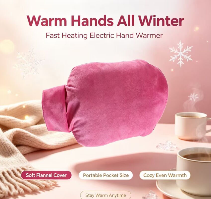 Aquecedor de Mãos Recarregável em Forma de Balde, Tecido Ultra Macio de Cristal, Temperatura Ajustável, Bolsa Elétrica Aquecida Portátil com Carregamento DC, Cor Personalizada OEM ODM