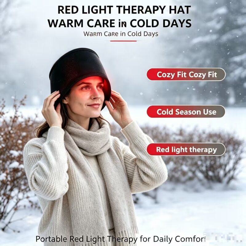 Touca de Terapia de Luz Vermelha com RLT e NIR, Chapéu de Terapia do Couro Cabeludo com Modo de Respiração Pulsada de 10Hz e 40Hz para Relaxamento Cerebral, Melhoria do Sono e Alívio do Estresse