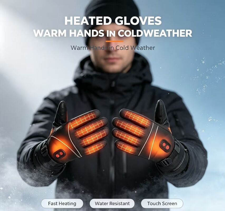 Guantes de aquecimento elétrico de folha de grafeno 5V Guantes de aquecimento térmico a bateria, temperatura ajustável resistente ao vento resistente à água aquecedores de mão para esportes ao ar livre Ciclismo de esqui