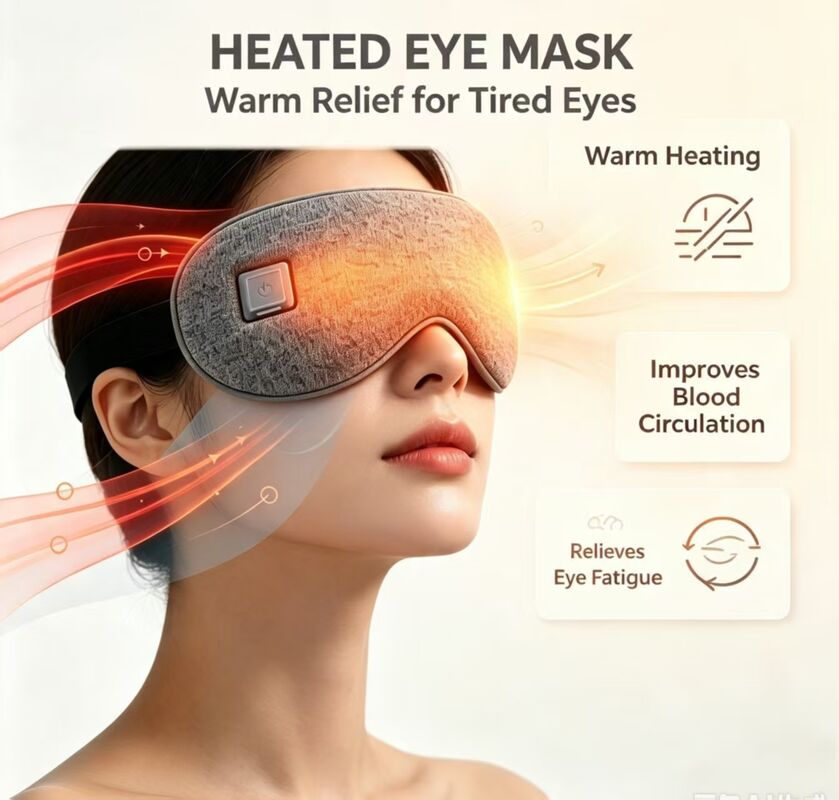 Máscara de Olhos Aquecida Elétrica com Placa de Aquecimento de Fibra de Carbono Embutida, Forro Interno Macio de Algodão Isolante, Máscara de Olhos Aquecida Portátil de 1000mAh com Temperatura Ajustável para Aliviar Olhos Cansados