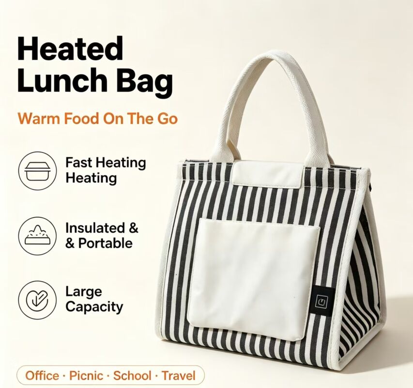 Saco de almoço aquecido portátil USB, aquecimento rápido aquecedor de alimentos elétrico com 3 modos de temperatura, peso leve 0.295KG Tote térmico para escritório, escola e exterior