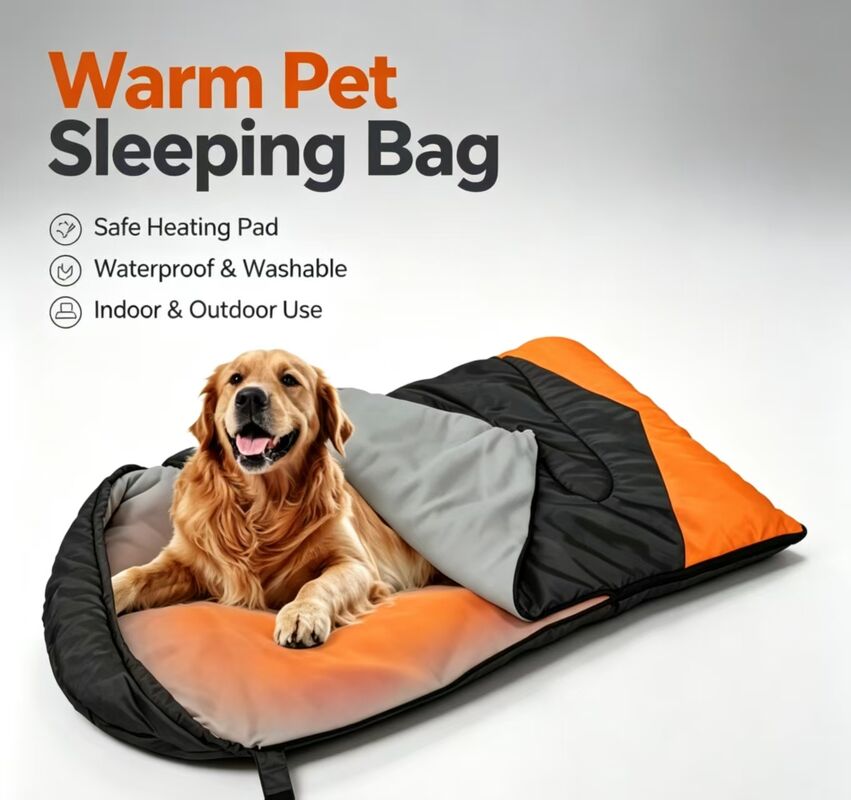 Saco de Dormir Aquecido para Cães com Temperatura Ajustável de 3 Níveis, Saco de Dormir Macio de Algodão Oco de Poliéster Portátil e Quente para Animais de Estimação para Uso em Acampamentos, Viagens, Casa e Exterior no Inverno com Neve e Vento