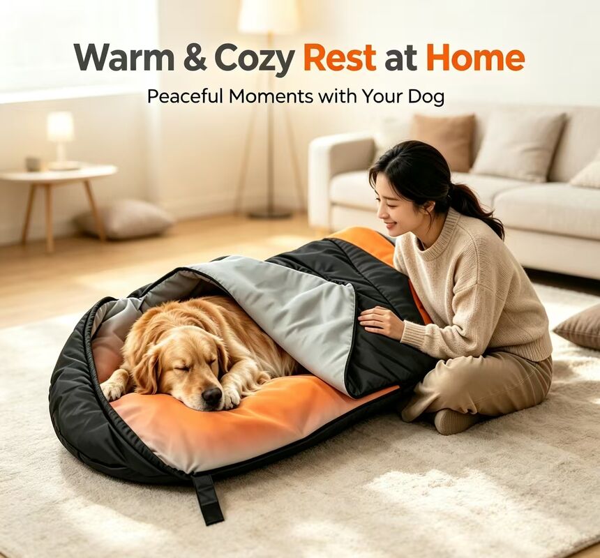 Saco de dormir compacto e fácil de armazenar para cães aquecidos, leve 0,93 kg Saco de dormir dobrável para animais de estimação para cães pequenos e médios de várias raças, perfeito para atividades ao ar livre em casa e em clima frio