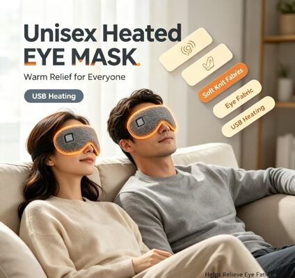 Máscara de Olhos Aquecida Unissex, Máscara de Olhos Térmica de Tecido de Malha Macia Recarregável por USB, Máscara de Olhos de Compressão Quente com Temperatura Ajustável para Aliviar a Fadiga Ocular para Homens e Mulheres em Casa, Escritório e Viagem